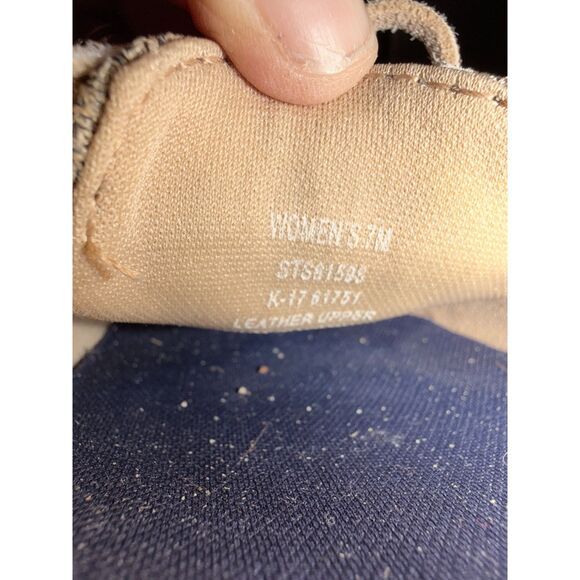 Sperry Leather Womens Boat Shoe Moccasin Size 7 Khaki Tan Slide On Comfort Shoe - Picture 3 of 7